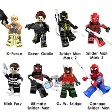 100 шт./партия PG8096 Супер Герои агент Zero Green Goblin Ultimate Человек-паук Ник Фьюри строительные блоки подарок для детей игрушки