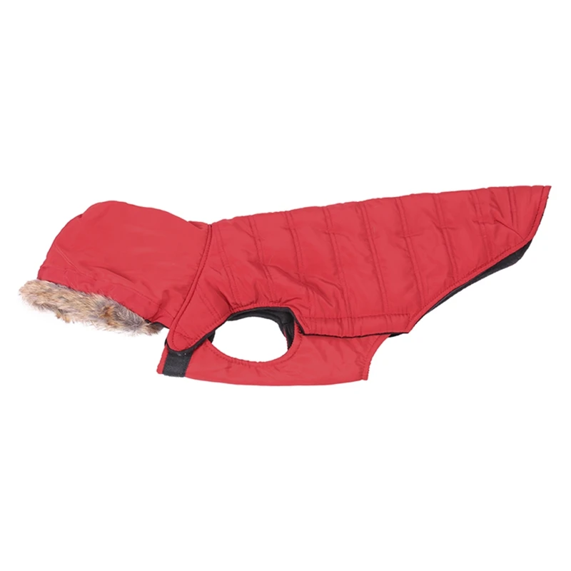 Зимние толстые теплые куртки для собак, съемный головной убор, комбинезон, ветрозащитный Теплый мех, искусственный капюшон с карманом, застежка-защелка, жилет