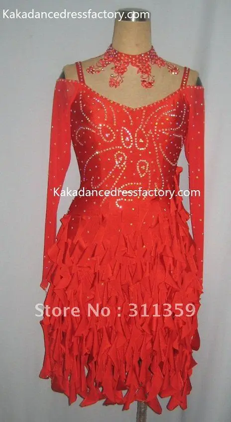 Бесплатная доставка, 100% новый конкурс латиноамериканских Стандартный платье (красный цвет) kaka-l1114