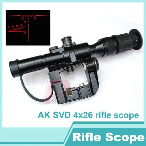 Tactical SVD Dragunov 4x26 Red Illuminated Scope for Hunting Rifle Scope Shooting HT6-0012