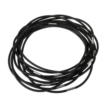 

JAVRICK 10pcs DIY Necklace Rope Cord Rubber Black Jewelry Making With Clasp Gift Fashion