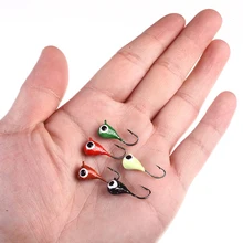 5Pcs Mini Head Jigs Bait Synthetic Winter Ice Fishing Hooks 1.9cm Sinking Arduous Lure Balancer