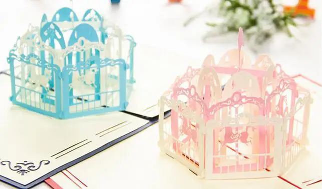 Новое поступление 3D Поздравительные открытки Merry Go Round для Дня святого Валентина
