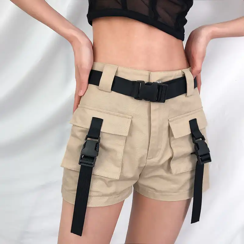 khaki high waisted shorts