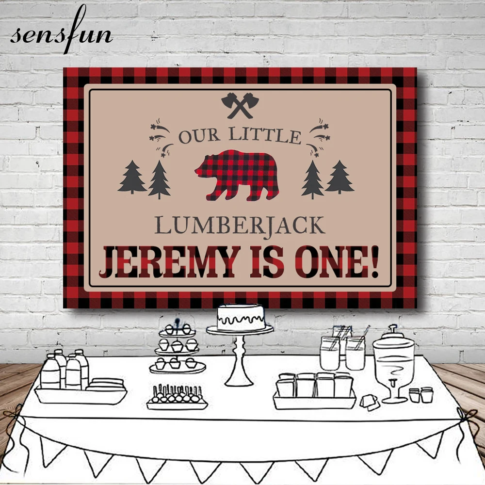 Sensfun детский душ День Рождения Вечеринка Lumberjack фон красный черный буйвол