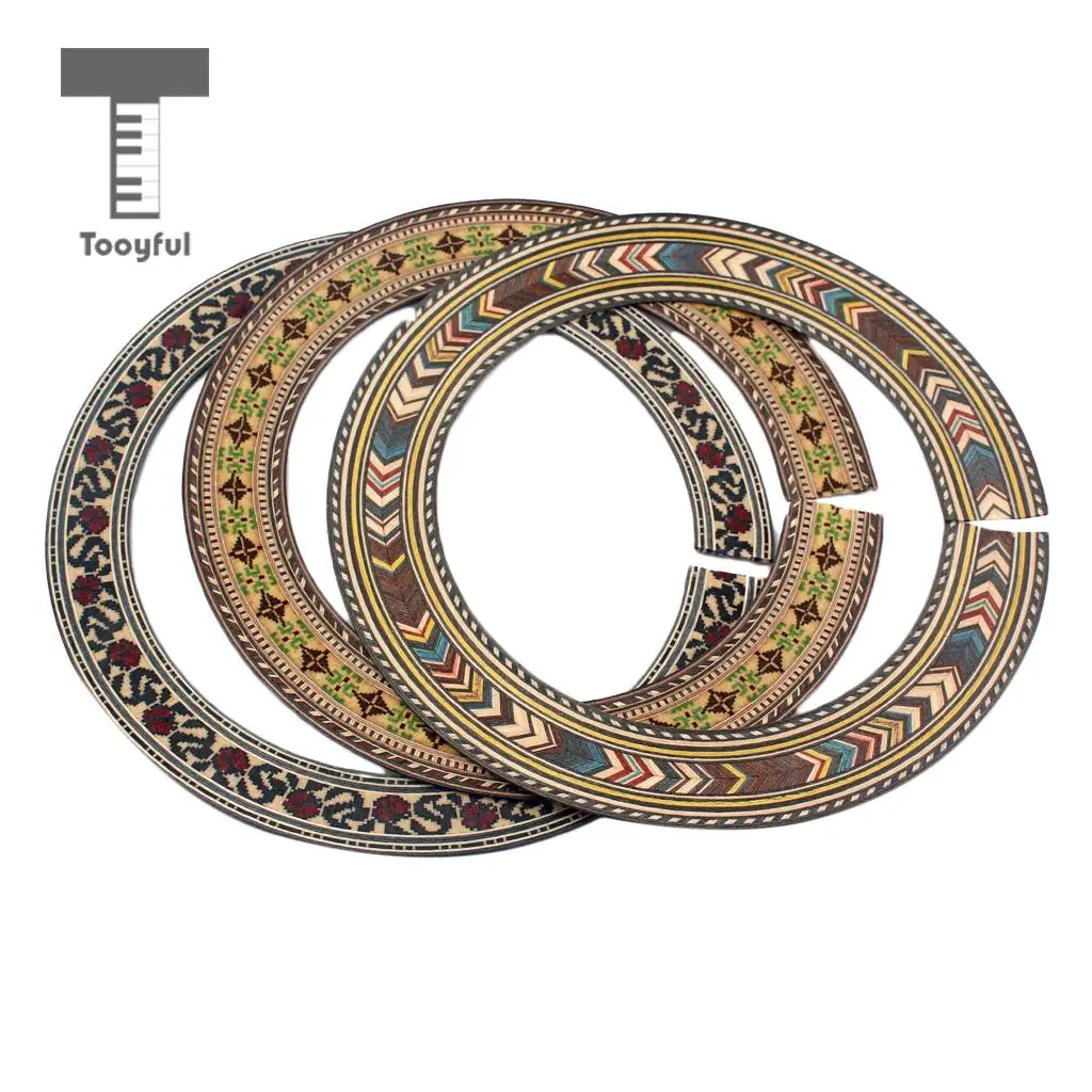 Tooyful 3Pcs Rosewood Acoustic Classical Guitar Soundhole Rosette Inlay Guitar Sound Hole DIY Luthier Tool Decoration
