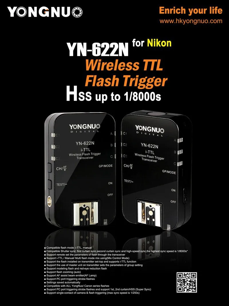 YONGNUO YN622N YN-622N YN622N-KIT 622N-TX Беспроводной ttl HSS Flash Trigger Набор Передатчик x1+ 2x приемопередатчик приемник для Nikon