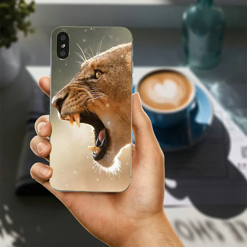 Мягкие силиконовые чехлы для мобильных телефонов King Lion Drawing Art из ТПУ iPhone 8 7 6 S Plus X