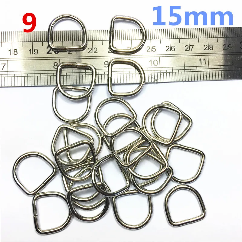 9   15mm silver Non-Welded Dee Rings Nickel Plated D-Rings Webbing Strapping (2)