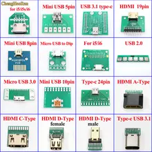 ChengHaoRan мини видеокамера с разъемом Micro USB Для DIP адаптер PCB Тесты Плата USB 2,0 3,0 3,1/Тип-C/HDMI для iPhone 5 5S 6 Женский Разъем