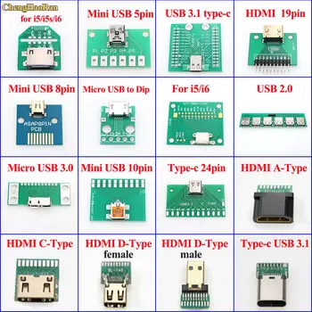

ChengHaoRan Mini Micro USB to DIP Adapter PCB Test Board USB 2.0 3.0 3.1/Type-C/HDMI For iPhone 5 5S 6 Female Connector Socket