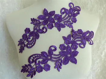 

One Pair 7 Colors Fabric Venise Venice Floral Lace Trim Mirror Flower Sewing Applique Trim