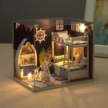 DIY Детская комната фигурки модель Роскошный миниатюрный DIY Дом С Пылезащитным покрытием Artware головоломки игрушки Детский подарок украшение дома
