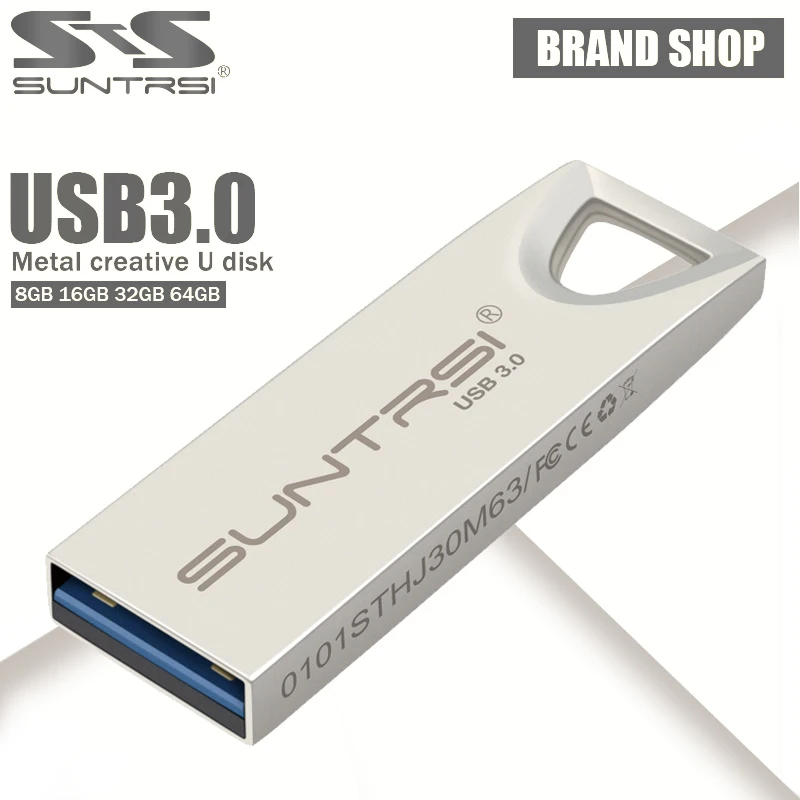 Купить Suntrsi USB Flash Drive 8 ГБ 16 ГБ 32 ГБ 3.0 металл pen drive Высокая Скорость 64 ГБ flash drive водонепроницаемый usb memory stick Бесплатная доставка