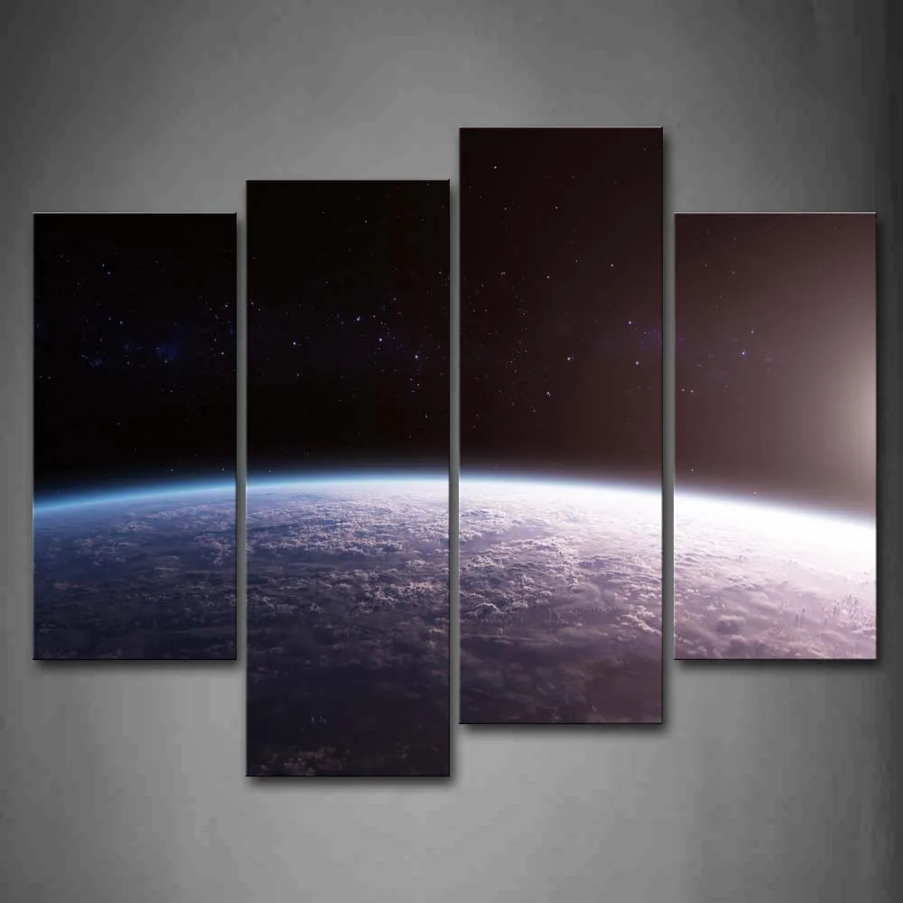 

Framed Wall Art Picture Star Sky Sun Space Canvas Print Space Modern Poster With Wooden Frame For Home Living Room Decor