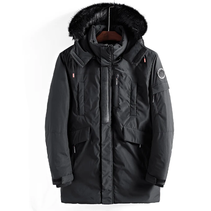 NIGRITY зимняя мужская куртка модная мужская парка со стоячим воротником мужская однотонная плотная куртка и длинное пальто мужские парки - Цвет: 8826-black
