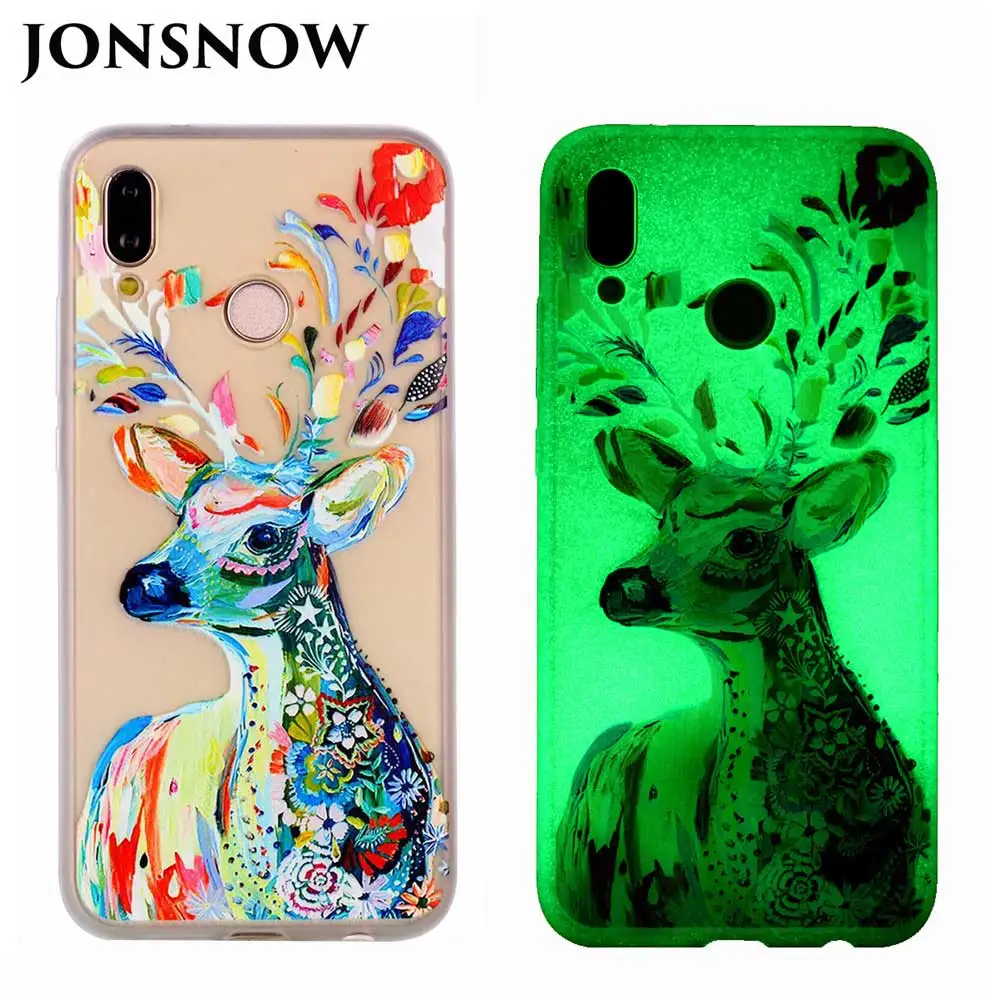 

JONSNOW TPU Case for Huawei P20/ P20 Pro Luminous Print Soft Skin Gel Silicone Phone Back Protective Cover for Huawei P20 Lite