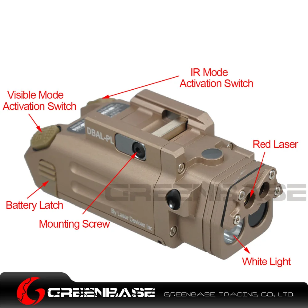 Greenbase DBAL PL 400 Lumen LED Flashlight Tactical Strobe/Red laser/IR