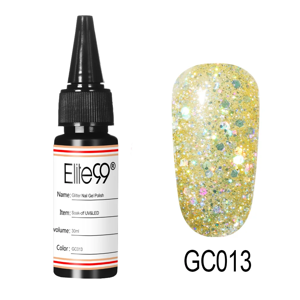 Elite99 30 мл Блестящий цветной Гель-лак для ногтей бриллианты дизайн ногтей маникюр гель лак замачиваемый мерцающий УФ гель лак для ногтей - Цвет: GC013