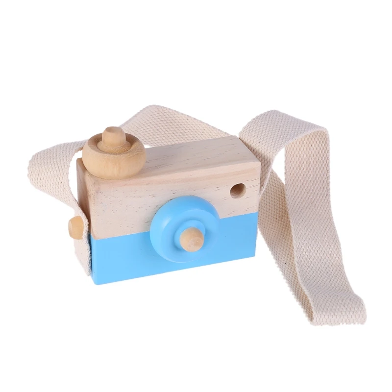 Деревянная игрушка камера для детей креативная Шея висячая Веревка игрушки для фотосъемки подарок JU12 Прямая поставка - Цвет: Синий