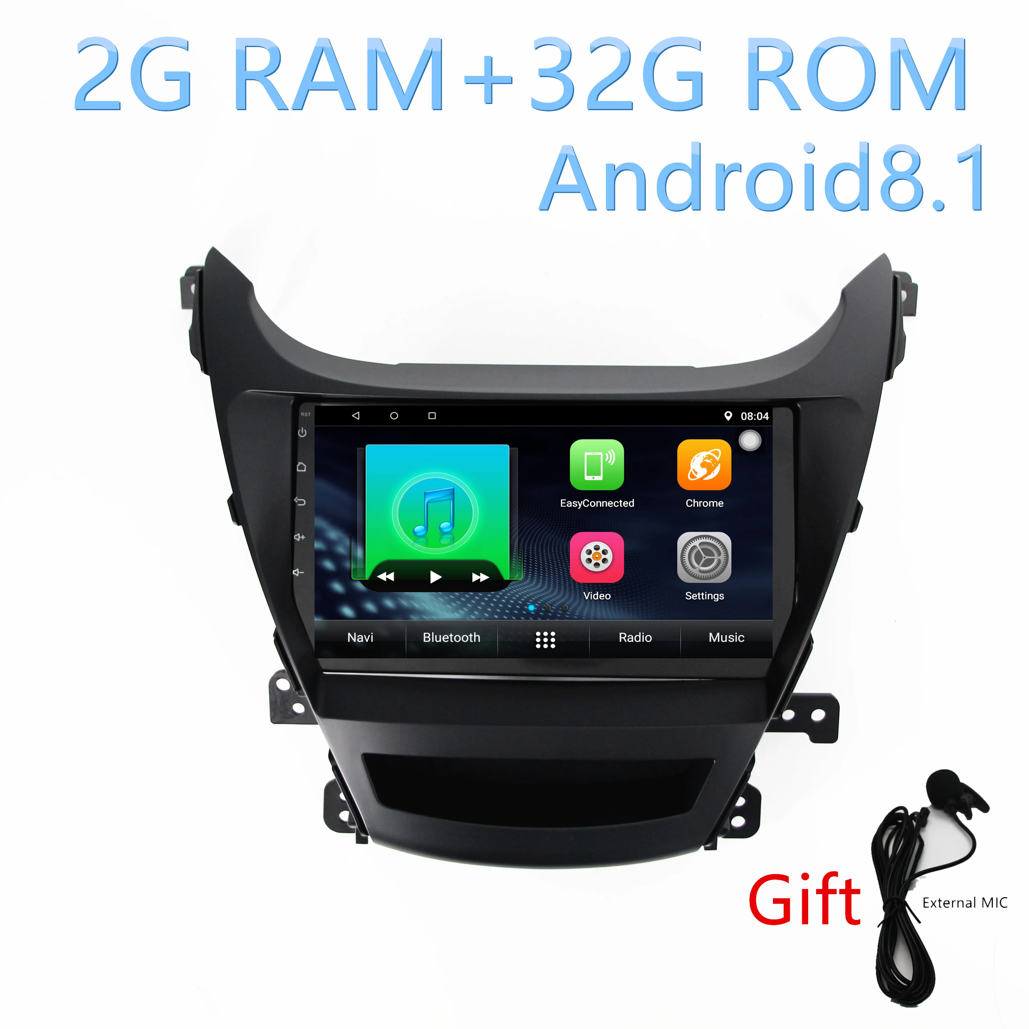

1din Car Android8.1 radio 2G+32G multimedia player For Hyundai Elantra 2014 with gps navigation stereo Bluetooth WIFI FM