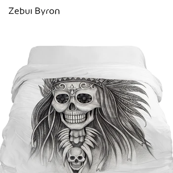 

1PCS 3D Duvet Cover 200x200/220x240/140x200/150,HD Printing Quilt/Blanket Cover,Indian lady Skull Bedding King/Queen/Double