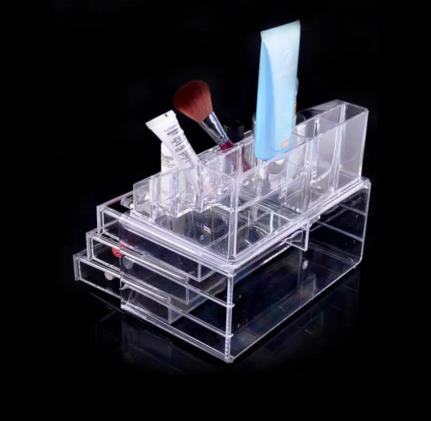 

Makeup Cosmetics Jewelry Organizer Clear 3 Drawers Lipstick Box Storage Makeup Tool Kit Y616