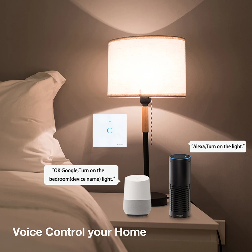 SESOO Wi-Fi Смарт настенный светильник переключатель 1-Gang приложение пульт дистанционного управления "умный дом" настенный сенсорный выключатель питания работает с Alexa/Google Home