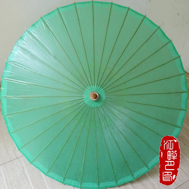 Chinese Style Green Parasols Women Japanese Paper Umbrellas Bamboo Handle Umbrella Decration