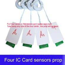 rfid prop room escape adventurer game prop four rfid prop put four ic cards in one to one relationship to unlock with audio