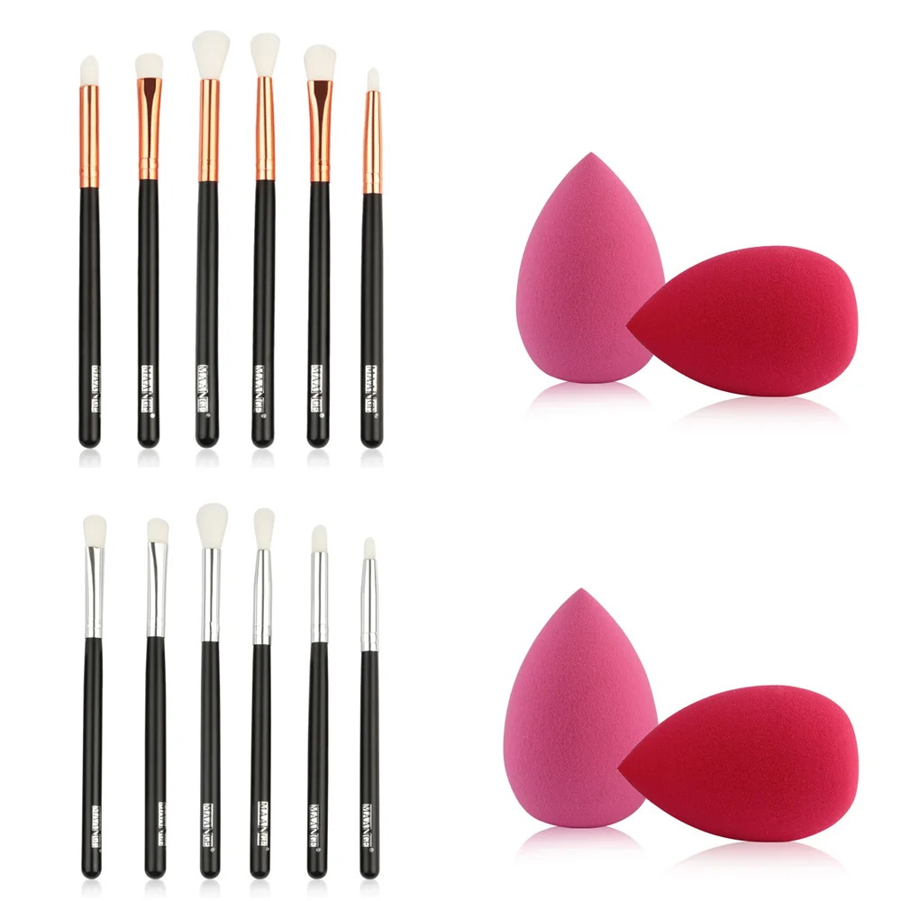 

MAANGE Eye Shadow Brushes Set 6pcs Makeup Brush Eyeshadow Blend Concealer Shading Highlighter Make Up Brush Sponge Powder Puff