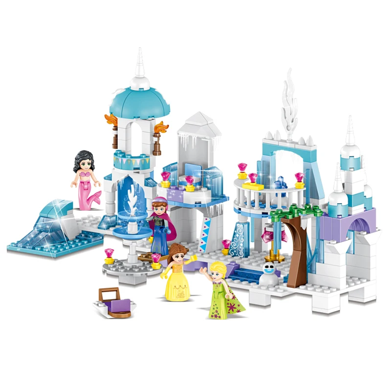 

4 IN 1 Dream Princess Elsa Ice Castle Princess Anna Set Model Building Blocks Gifts Toys Compatible LegoINGly Friends DBP486