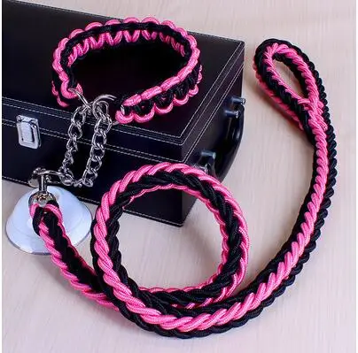 

High Quality 15 style New Upgraded Color Collar Stereotyped Rope Large Dog Leashes Pet Traction Rope Collar Set For Big Dogs