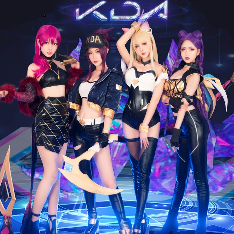 

Anime Lol Original Evelynn Kaisa Akali Ahri Cosplay Costume KDA Women Outfit Sexy Clothes Sets For Halloween Birthday Party