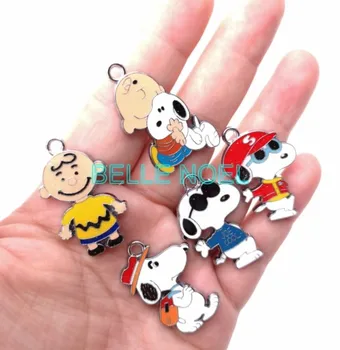 

Lot 50pcs peanut anime boys dogs cartoon Necklace earrings Key chain Metal Charm Pendants DIY Jewelry Making party gifts