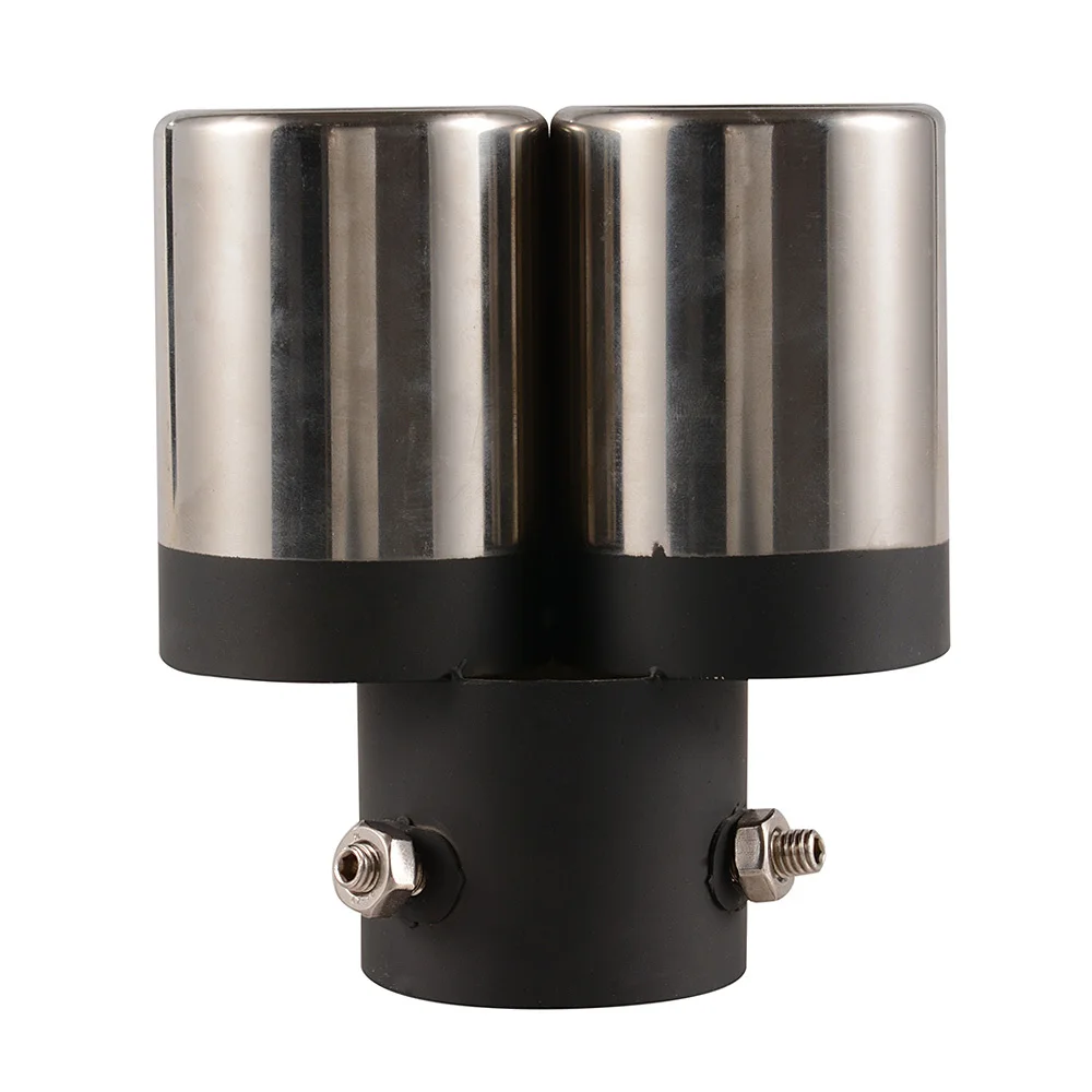 Y Pipe Dual Car Stainless Steel Chrome Round Tail Muffler Tip Pipe