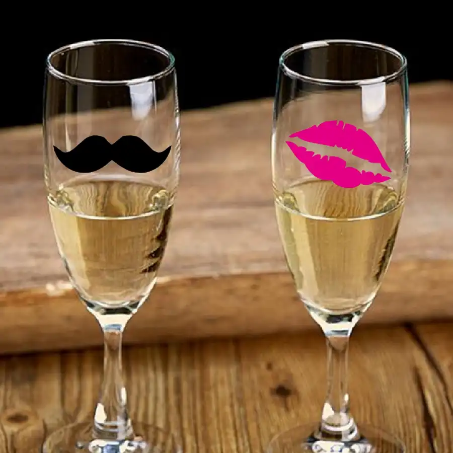 12pcs Set Mr And Mrs Wine Glasses Sticker Newlyweds Engagement