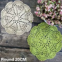 20 CM redondo Pastoral Vintage Crochet flores comedor Doily mantel taza café cocina algodón posavasos boda banquete Decoración