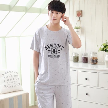 

Summer Thin Men Sleepwear Pajamas Gray Pajama Sets Cotton Pijama hombre Masculino Pyjamas Men's Pajamas Fashion Home Clothing
