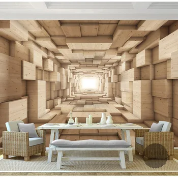 

Modern Wall Paper 3D Wood Grain Architecture Photo Wallpaper Mural Home Decor Carta Da Parati Self Adhesive Vinyl/Silk Wallpaper