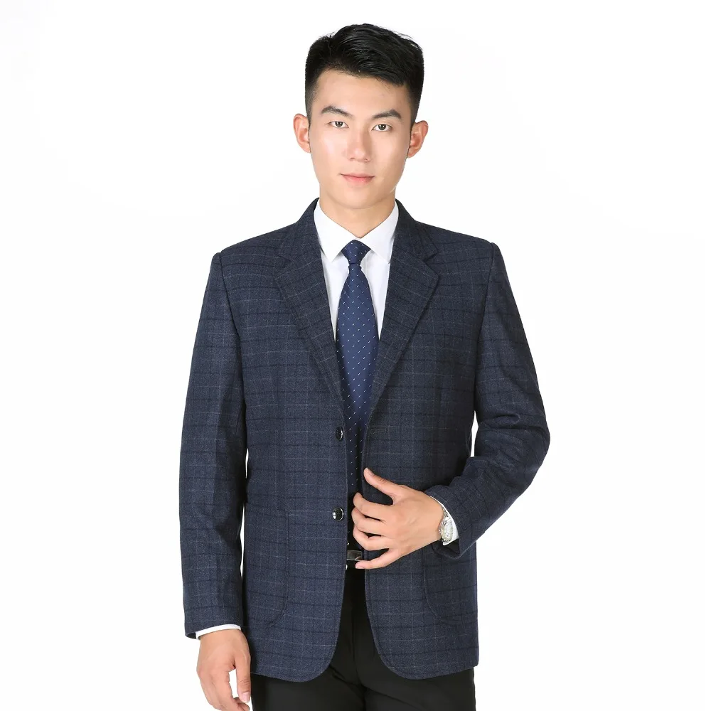 WAEOLSA Men Plaid Blazers Blue Suit Jackets Check Pattern Outerwear Spring Autumn Blazer Masculino Father Suit Coat Man Garment WAEOLSA Men Plaid Blazers Blue Suit Jackets Check Pattern Outerwear Spring Autumn Blazer Masculino Father Suit Coat Man Garment