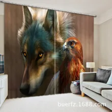 2017 Wolf Eagle Luxury 3D Blackout Window Curtains for kids For Bedding room Living room Hotel Drapes Cortinas Para