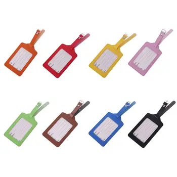 

Fashion New Men Women Portable PU Leather Luggage Tags Cover ID Address Holder Suitcase Labels Bag Travel Accessories 8 Colors