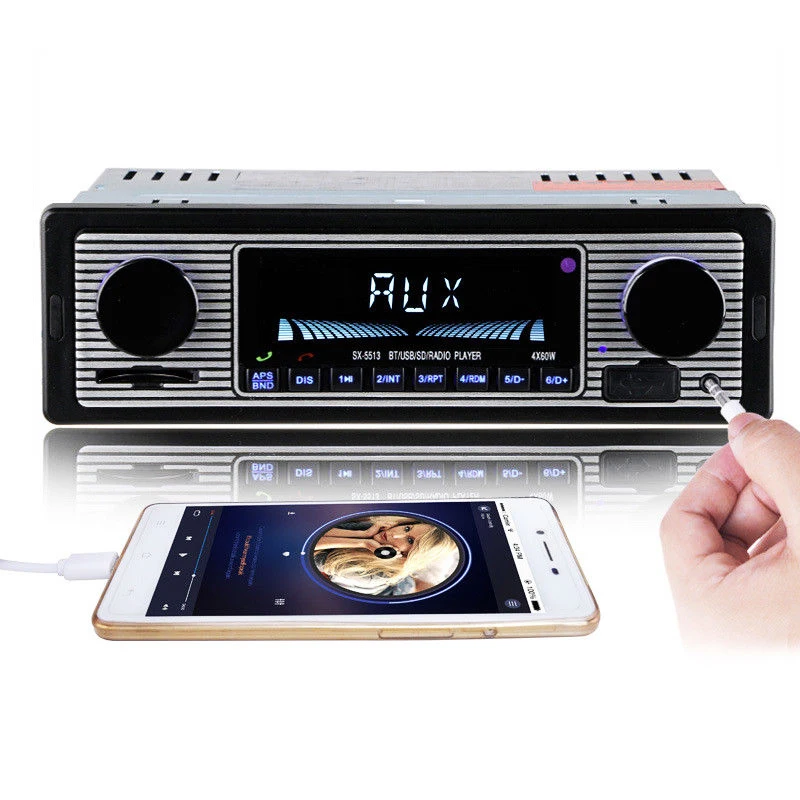 12V Bluetooth Vintage Car Radio MP3 Player Stereo USB AUX FM Radio Station Bluetooth with Remote Control FM Radio Receiver