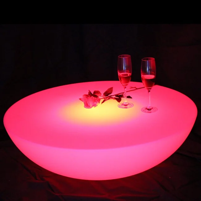 Colorful outdoor bar table set led plastic furniture battery round table SK-LF17 (D60*H20cm) Free Shipping
