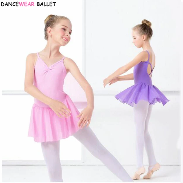 Girls Ballet Dress Gymnastics Leotard Long Sleeve Kids Child Pink