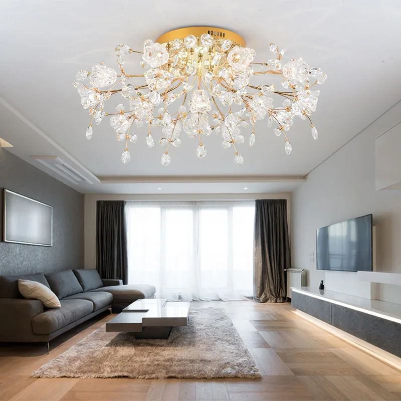 Потолочная люстра светодиодная кристаллическая 7/13/16|living room lights|room lightroom lighting design |