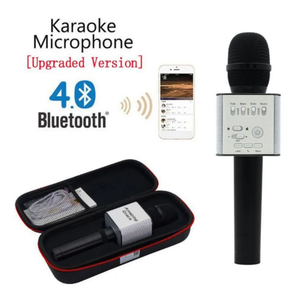 Портативный беспроводной bluetooth-микрофон для караоке Professional плеер динамик USB KTV плеер с микрофоном для Iphone Android