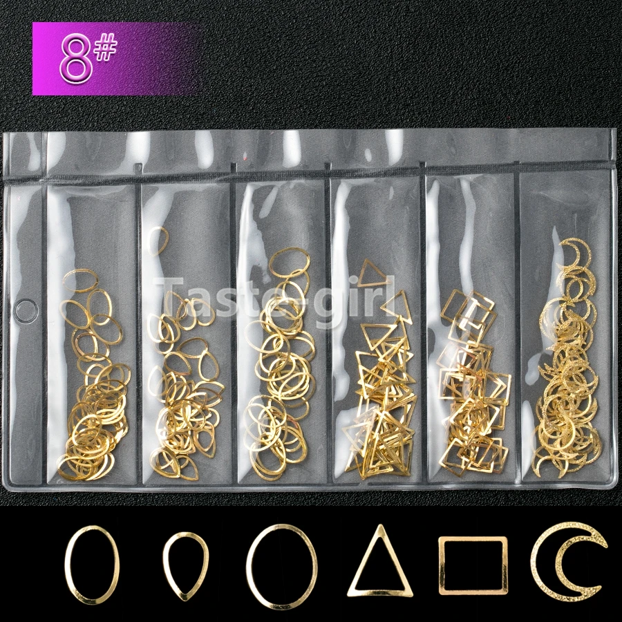 1 упаковка Смешанные 3D DIY Полые Металлические рамки украшения для дизайна ногтей золотые заклепки аксессуары для маникюра DIY Shell слайдер Шпильки для ногтей
