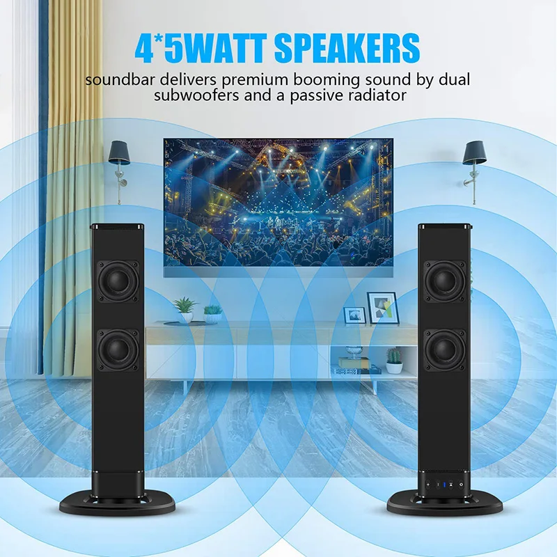 Separable Bluetooth Speaker, Surround Sound System, Soundbar with Subwoofer, Wired and Wireless Home Theater Speakers for TV PCs
